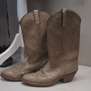 Mens Gray Leather Western Boots